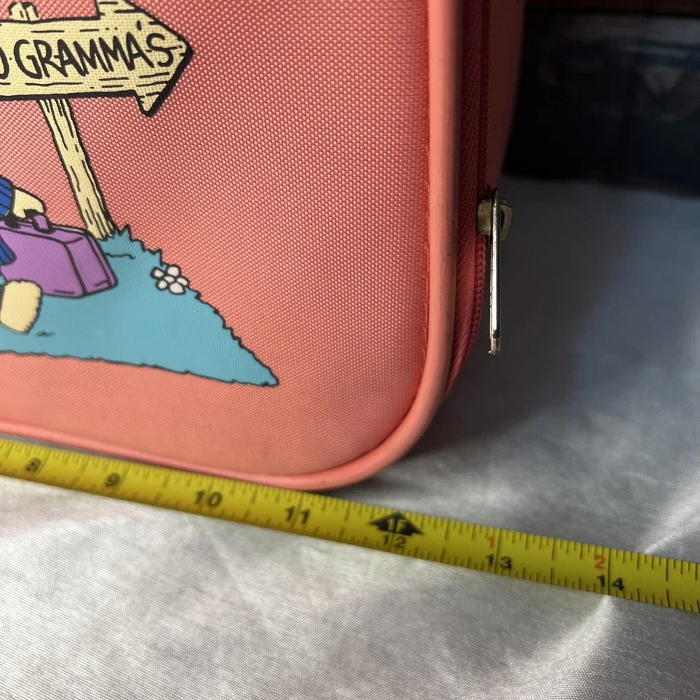 Vintage GOING TO GRANDMA'S Pink 1980s Childs Vinyl Suitcase Travel‎ Carry On